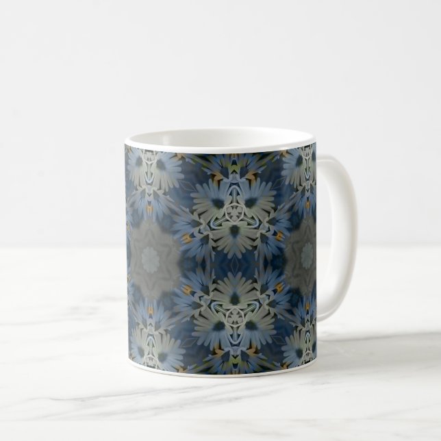 Taza De Café Floral de margarita azul antigua (Anverso derecho)