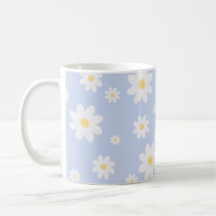 Taza De Café Floral de margarita blanca simple y elegante