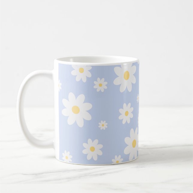 Taza De Café Floral de margarita blanca simple y elegante (Izquierda)