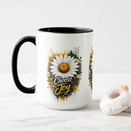 Taza de café floral de margarita Elige Alegría