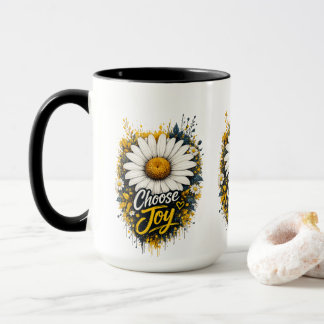 Taza de café floral de margarita Elige Alegría