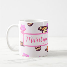 Taza De Café Floral de mariposa hermosa personalizada