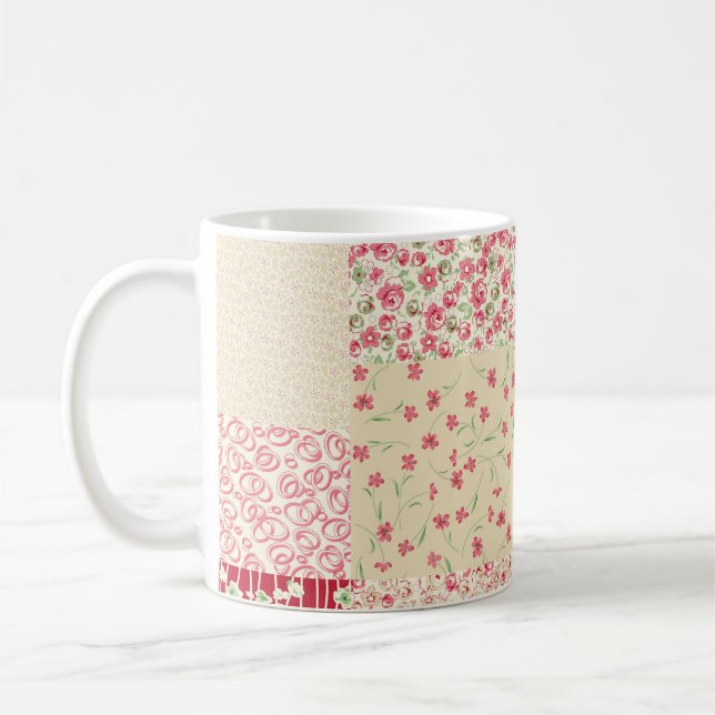 Taza De Café Floral de mosaico: Ornamentos dibujados a mano. (Izquierda)