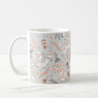Taza De Café Floral de Naranja gris pastel suave, patrón sin so