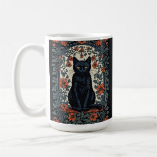 Taza De Café Floral de nata negra sentada
