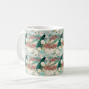 Taza De Café Floral de pavo real