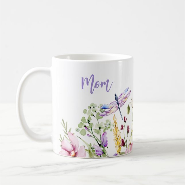 Taza De Café Floral de primavera personalizada mamá café Mug (Izquierda)