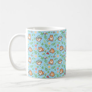 Taza de café floral de primavera Pomerania para am
