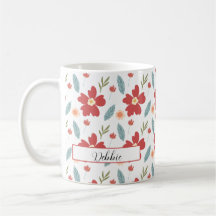 Floral de primavera roja personalizada café Mug