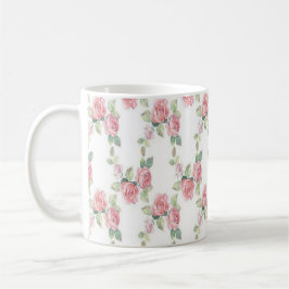 Taza De Café Floral de rosa rosada Shabby Chic