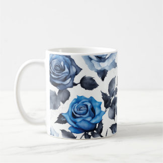 Taza De Café Floral de Rosas azules 1