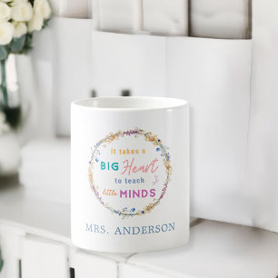 Taza De Café Floral de "Se necesita un gran corazón", regalo pa