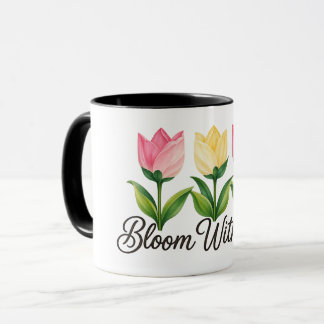 Taza De Café Floral De Tulipán Amarillo Rosa Bloom