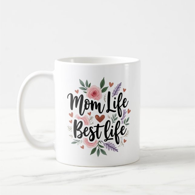 Taza De Café Floral de vida mejor para mamá (Izquierda)