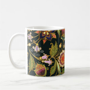 Taza De Café Floral decorativa: Púrpura dorado acrílico.