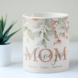 Taza De Café Floral decorativa 'te amamos' MOM Personalizada