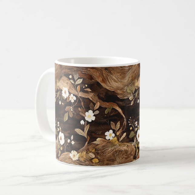 Taza De Café Floral del Árbol Marrón (Anverso izquierdo)