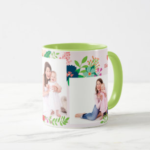 Taza de café floral del día de 3 madres de la fo