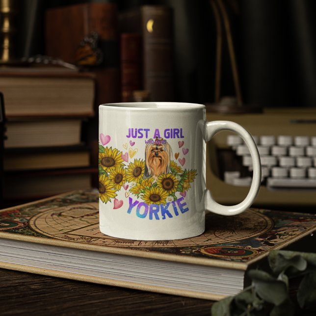 Taza De Café Floral del entrenador de girasol Yorkshire Terrier (Subido por el creador)