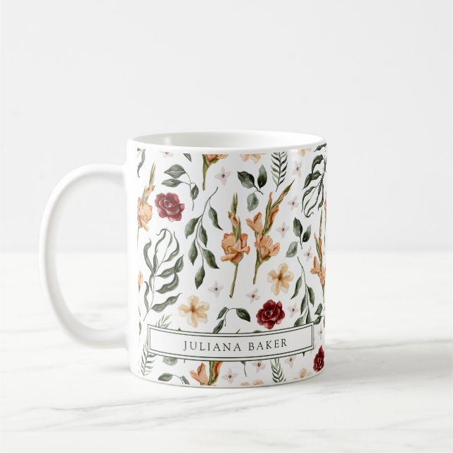 Taza De Café Floral Delicada personalizada (Izquierda)
