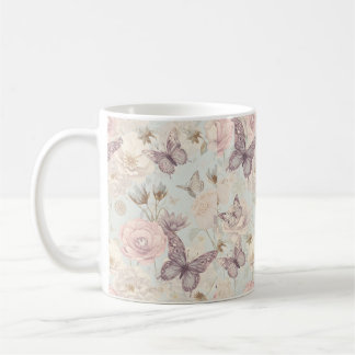 Taza de café floral – Diseño de flores elegante