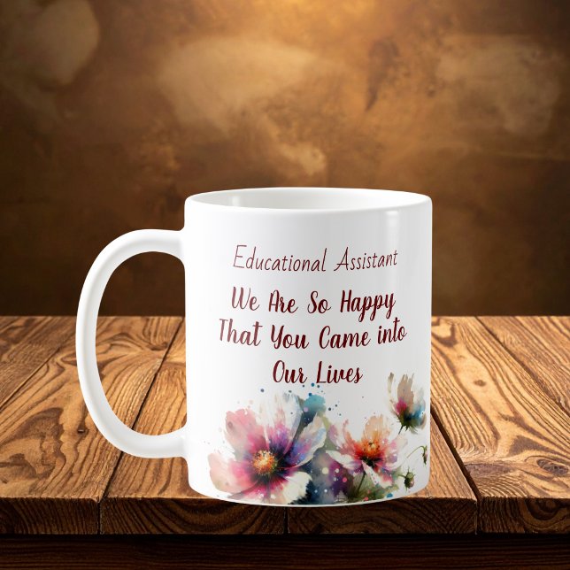 Taza De Café  Floral Educational Assistant Pink  Personalize (Subido por el creador)