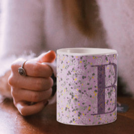Taza De Café Floral Elegante Clásico Monograma B lilac con fras