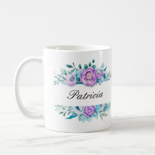 Taza de café floral elegante de Monogramed