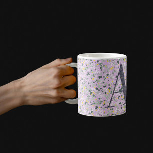 Taza De Café Floral Elegante Monograma Clásico A lac con frase