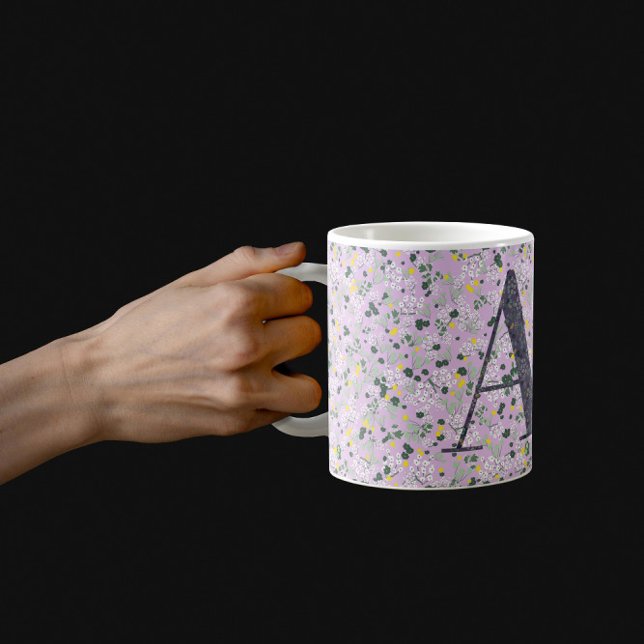 Taza De Café Floral Elegante Monograma Clásico A lac con frase (Subido por el creador)