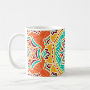 Taza De Café Floral Étnica: Encantador Diseño Sin Marea.