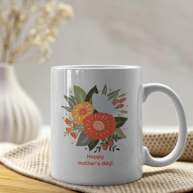 Taza De Café Floral feliz día de la madre (Subido por el creador)