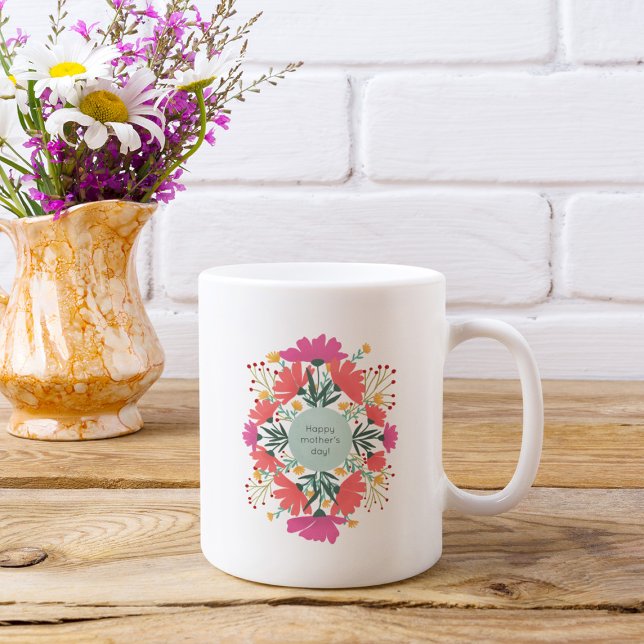 Taza De Café Floral feliz día de la madre (Subido por el creador)