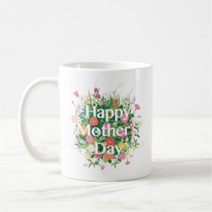 Taza De Café Floral Feliz Día de la Madre   Vacaciones