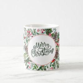 Taza De Café Floral Feliz Navidad
