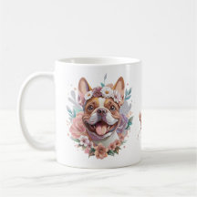 Floral Frenchie lindo floral Head Watercolor