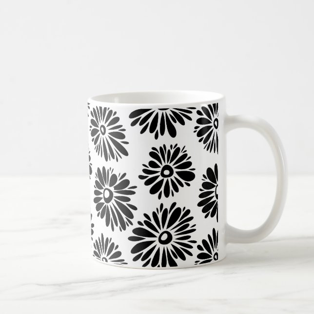 Taza De Café Floral Funky negra y blanca (Derecha)