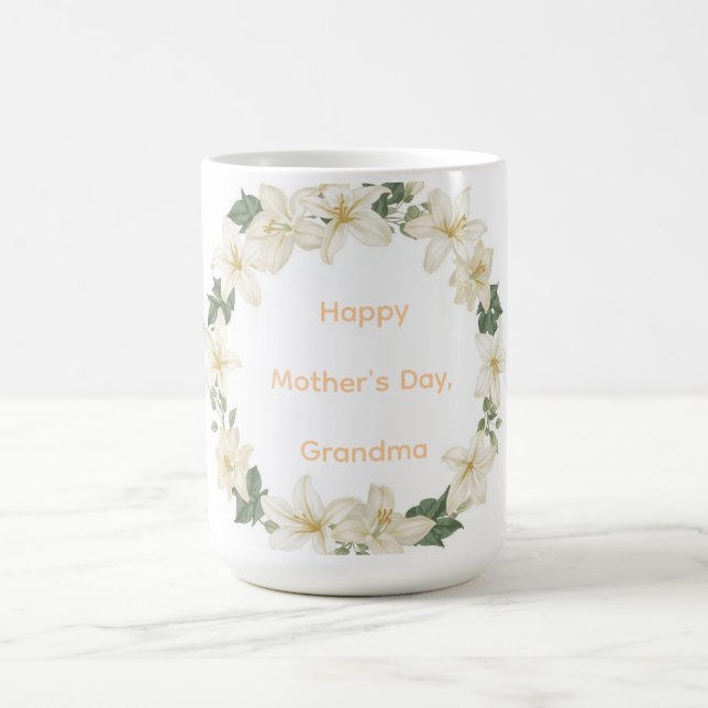 Taza De Café Floral Grandma Wreath Mothers Day Gift (Centro)