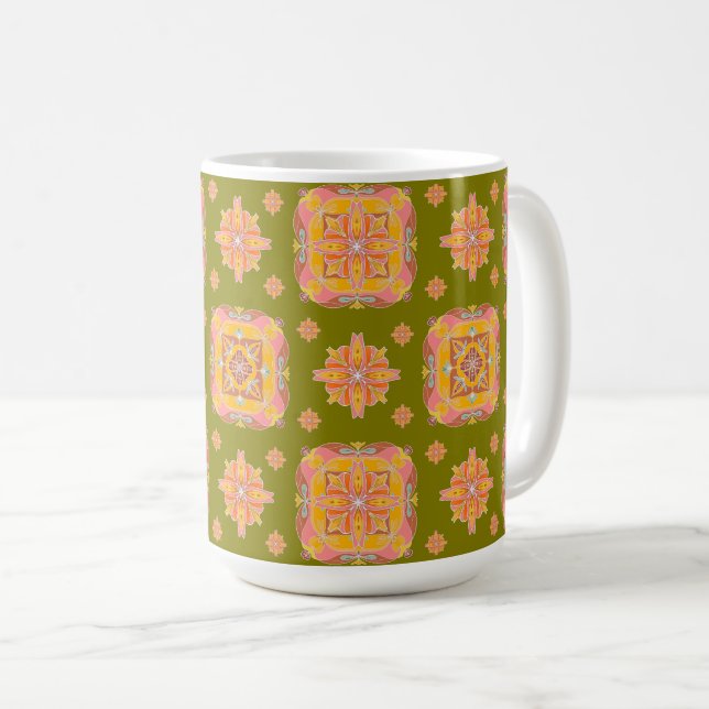 Taza De Café Floral Grid  (Anverso derecho)