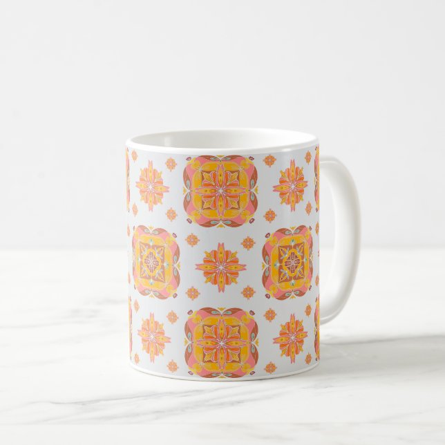 Taza De Café Floral Grid Ceramic Mug (Anverso derecho)