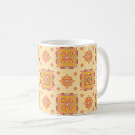 Taza De Café Floral Grid Ceramic Mug