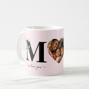 Taza De Café Floral Heart Photo   Te amamos el Día de la Madre