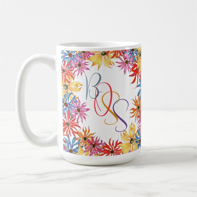 Taza De Café Floral Ilustración personalizada Bosses Mug (Izquierda)