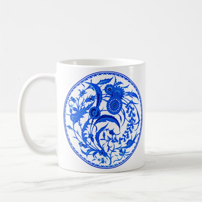 Taza De Café Floral jacobea antigua china - Azul cobalto (Izquierda)