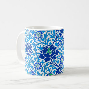 Taza De Café Floral jacobea, marina y azul ceruleano
