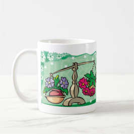 Taza De Café Floral Libra Scales pesando flores