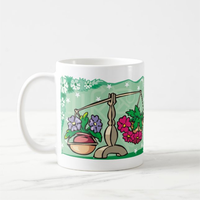 Taza De Café Floral Libra Scales pesando flores (Izquierda)