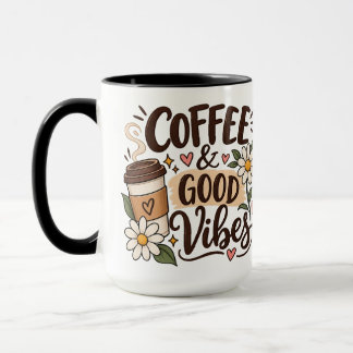 Taza de café floral linda Café & Buenas Vibracione