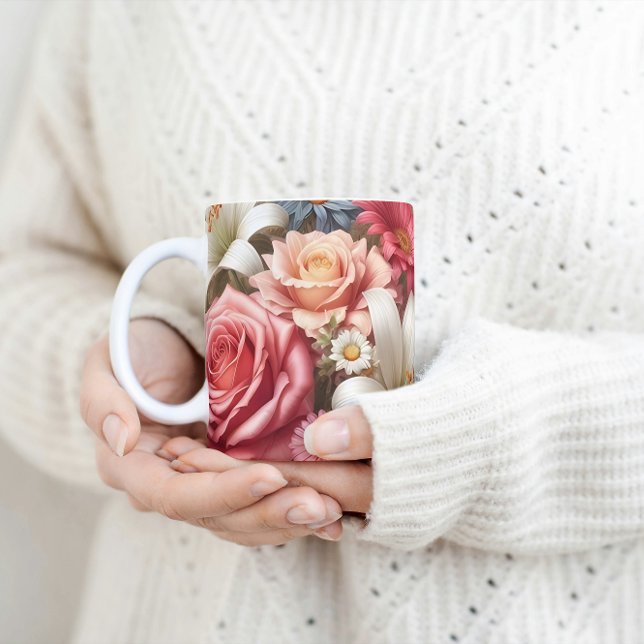 Taza De Café Floral Medley Vibrante Blooms y Belleza Botánica (Subido por el creador)
