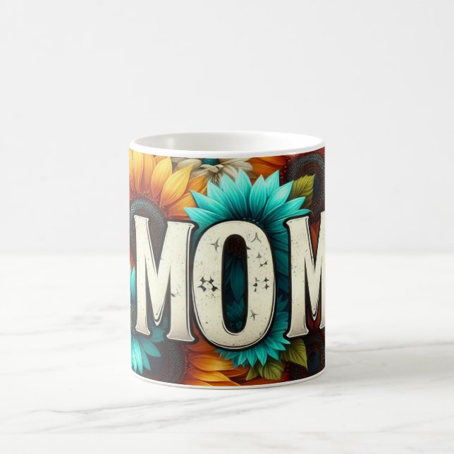 Taza De Café Floral Mom con Sunflowers y Leopard (Centro)